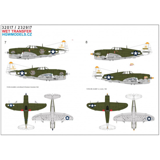 Hgw 233917 1/32 P-47d Over New Quinea Pt.4 Wet Decal