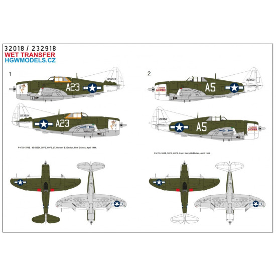 Hgw 233918 1/32 P-47d 58th Over New Guinea Wet Decal