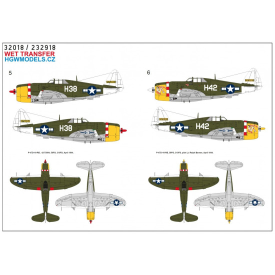 Hgw 233918 1/32 P-47d 58th Over New Guinea Wet Decal