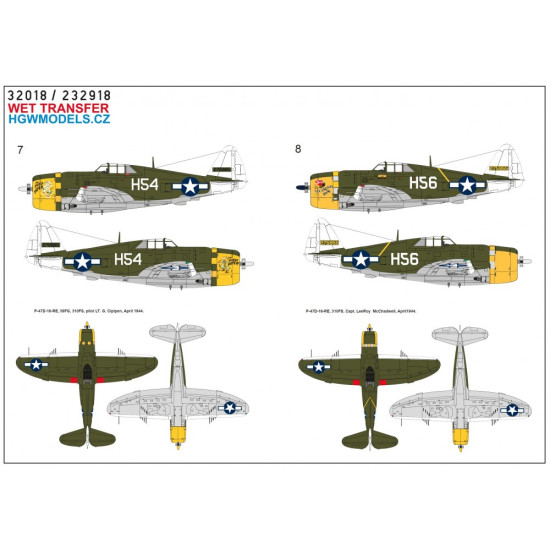 Hgw 233918 1/32 P-47d 58th Over New Guinea Wet Decal