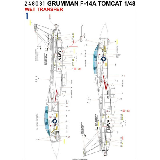 Hgw 248031 1/48 F-14 Tomcat Stencils And Rbf Wet Decal