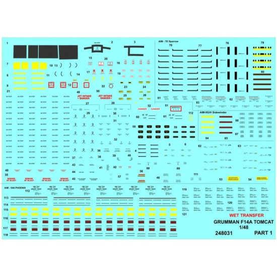Hgw 248031 1/48 F-14 Tomcat Stencils And Rbf Wet Decal