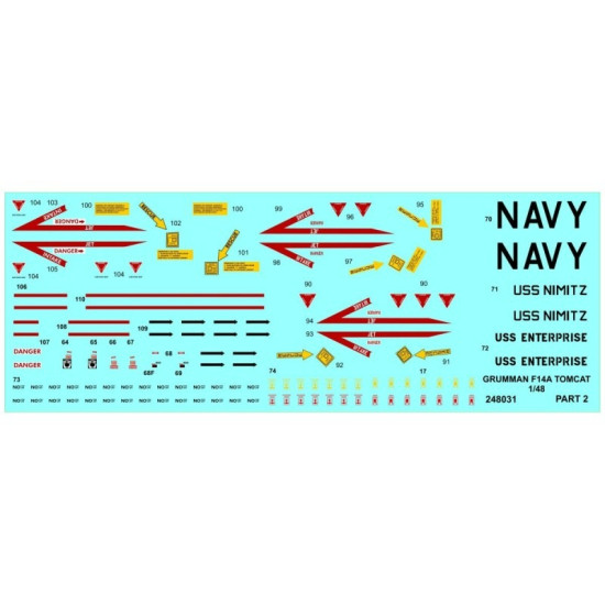 Hgw 248031 1/48 F-14 Tomcat Stencils And Rbf Wet Decal