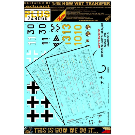 Hgw 248066 1/48 Bf109 G-6/G-14 Reichsverteidigung Markings And Stancils