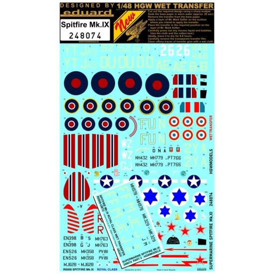 Hgw 248074 1/48 Spitfire Mk.ix Markings Wet Decal