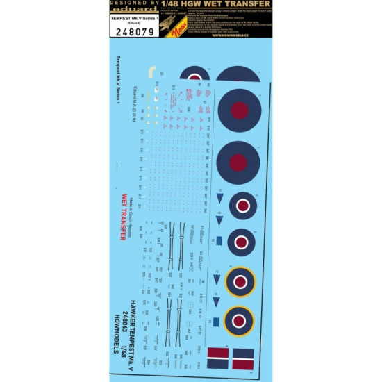 Hgw 248079 1/48 Hawker Tempest Mkv Series 1 Markings And Stencils Wet Decal