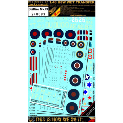 Hgw 248083 1/48 Spitfire Mk.ix Markings And Stencils Wet Decal