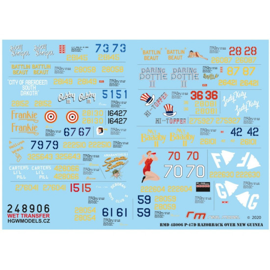 Hgw 248906 1/48 P-47 D Razorback Over New Guinea Wet Decal