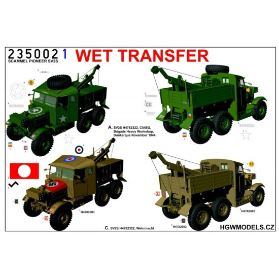 Hgw 235002 1/35 Scammel Pioneer Sv2s Stencils Wet Decal