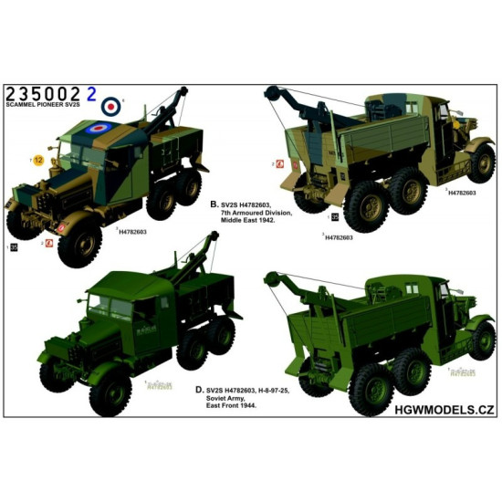 Hgw 235002 1/35 Scammel Pioneer Sv2s Stencils Wet Decal