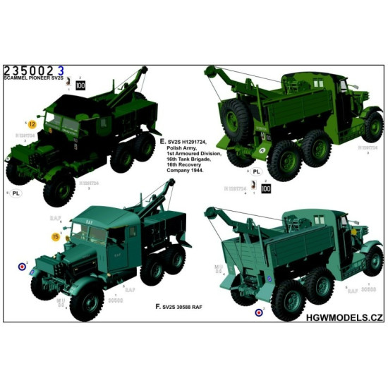 Hgw 235002 1/35 Scammel Pioneer Sv2s Stencils Wet Decal