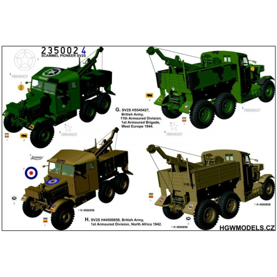 Hgw 235002 1/35 Scammel Pioneer Sv2s Stencils Wet Decal