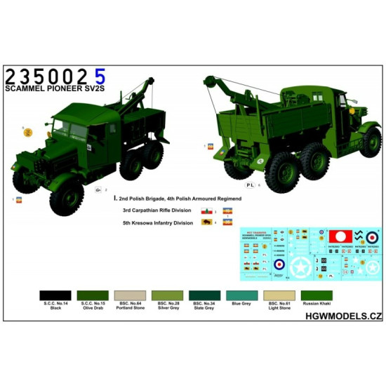 Hgw 235002 1/35 Scammel Pioneer Sv2s Stencils Wet Decal
