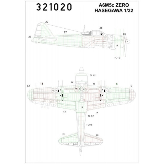 Hgw 321020 1/32 Riveting Sets For Mitsubishi A6m5c Zero For Hasegawa