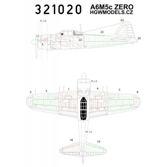 Hgw 321020 1/32 Riveting Sets For Mitsubishi A6m5c Zero For Hasegawa