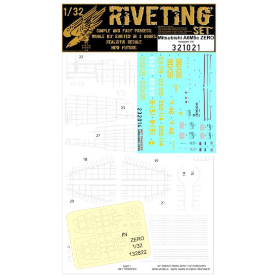 Hgw 321021 1/32 Riveting Sets,decal,mask For Mitsubishi A6m5c Zero For Hasegawa