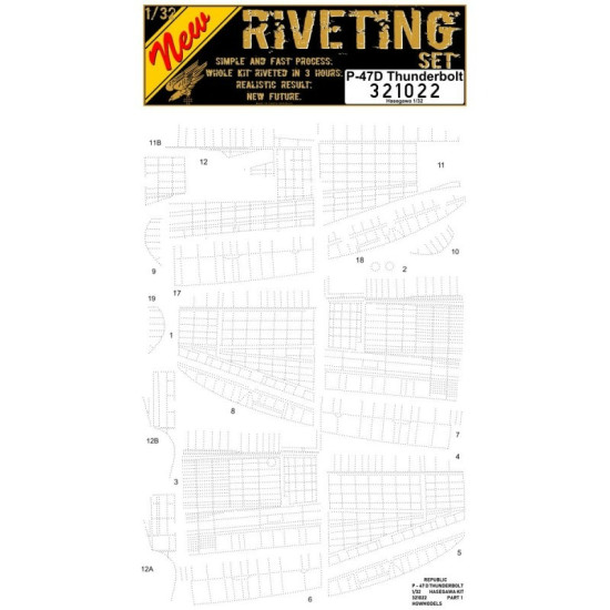 Hgw 321022 1/32 Riveting Sets P-47d For Hasegawa