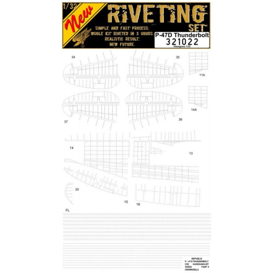 Hgw 321022 1/32 Riveting Sets P-47d For Hasegawa
