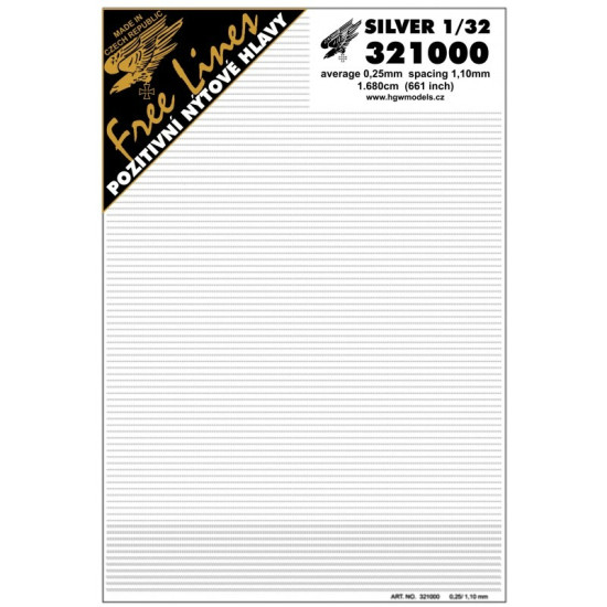 Hgw 321000 1/32 Free Lines Positive Rivets 1.220 Cm Of Rivets