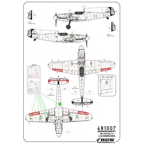Hgw 481007 1/48 Bf 109g-6 Riveting Set For Hasegawa