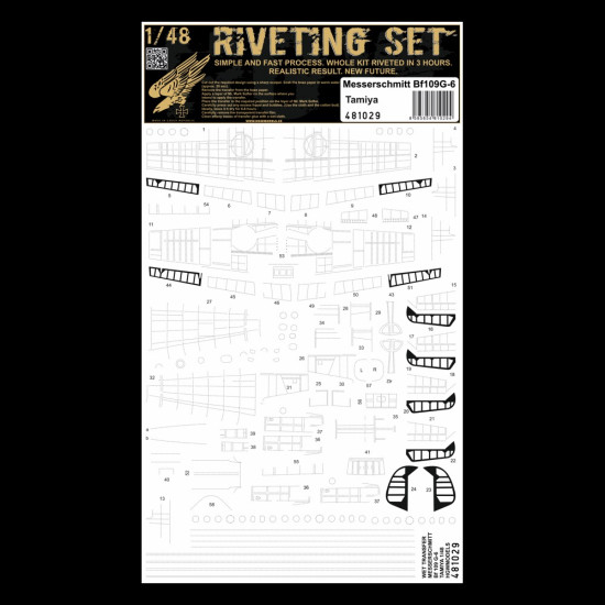 Hgw 481029 1/48 Bf109g-6 Riveting Set For Tamiya