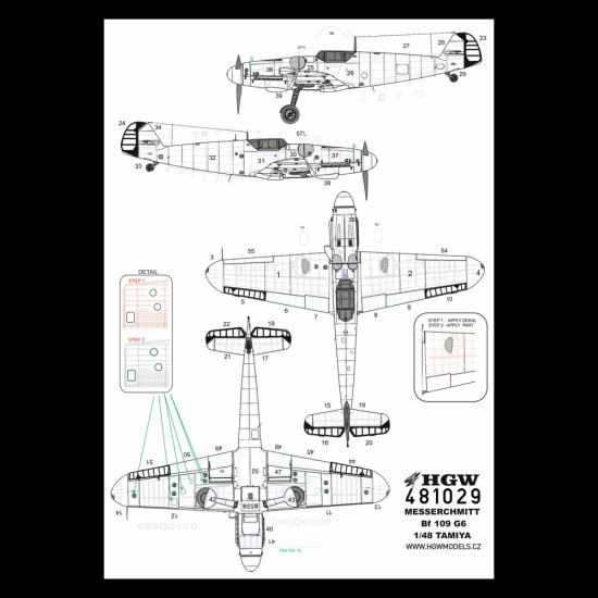 Hgw 481029 1/48 Bf109g-6 Riveting Set For Tamiya