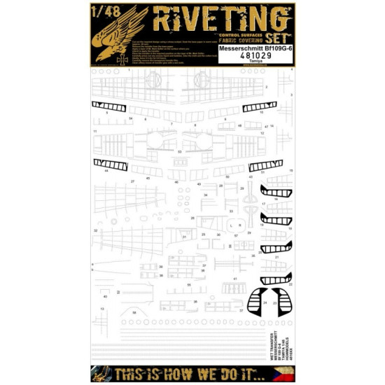 Hgw 481030 1/48 Bf109g-6 Riveting Set, Stencils, Seatbelts For Tamiya