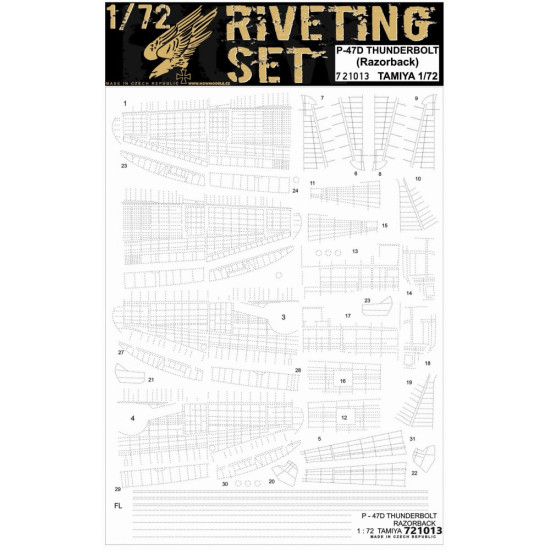 Hgw 721013 1/72 P-47d Thunderbolt Razorback Riveting Set For Tamiya