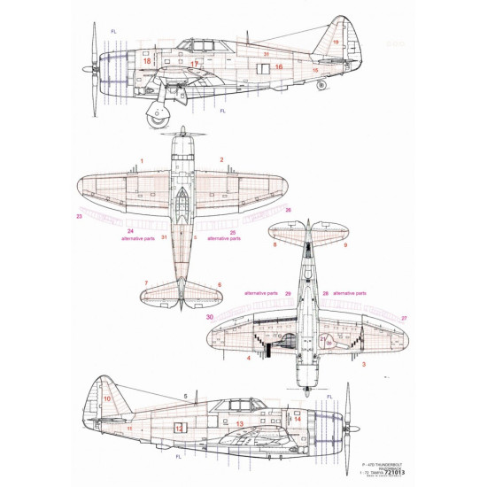 Hgw 721013 1/72 P-47d Thunderbolt Razorback Riveting Set For Tamiya