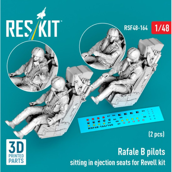 Reskit Rsf48-0164 1/48 Rafale B Pilots Sitting In Ejection Seats For Revell Kit 2 Pcs 3d Printed