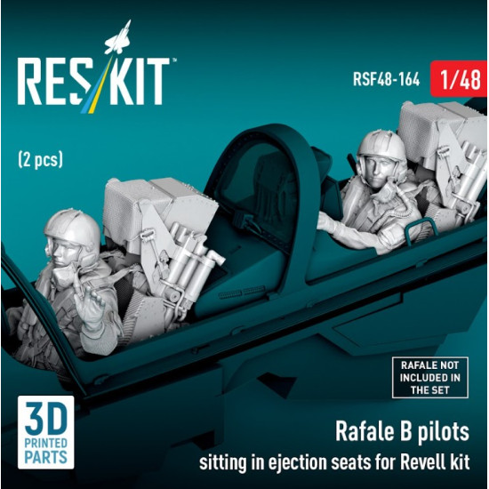 Reskit Rsf48-0164 1/48 Rafale B Pilots Sitting In Ejection Seats For Revell Kit 2 Pcs 3d Printed