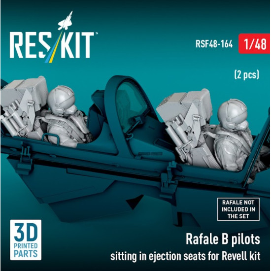 Reskit Rsf48-0164 1/48 Rafale B Pilots Sitting In Ejection Seats For Revell Kit 2 Pcs 3d Printed