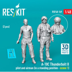 Reskit Rsf48-0169 1/48 A-10c Thunderbolt Ii Pilot And Airman In A Standing Position Scene 1 2 Pcs 3d Printed