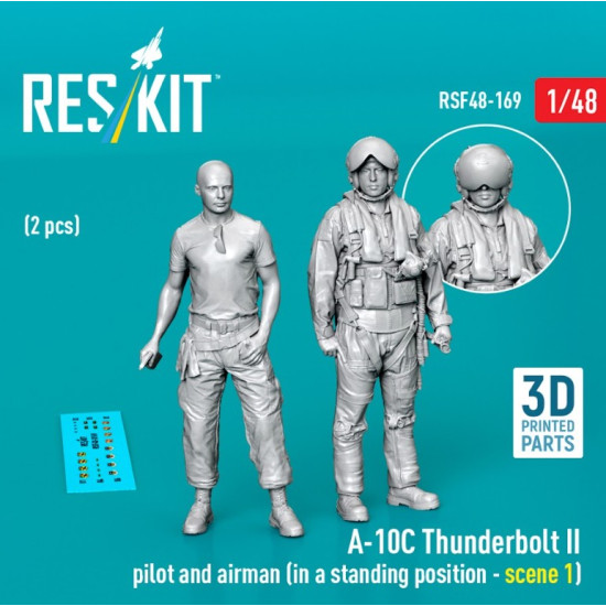Reskit Rsf48-0169 1/48 A-10c Thunderbolt Ii Pilot And Airman In A Standing Position Scene 1 2 Pcs 3d Printed