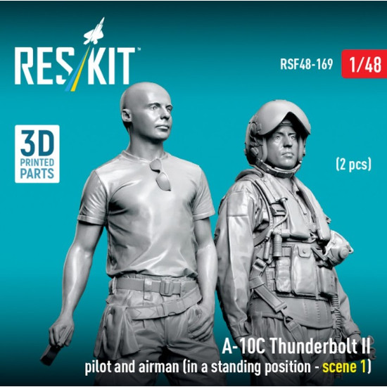 Reskit Rsf48-0169 1/48 A-10c Thunderbolt Ii Pilot And Airman In A Standing Position Scene 1 2 Pcs 3d Printed