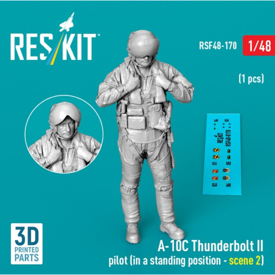 Reskit Rsf48-0170 1/48 A-10c Thunderbolt Ii Pilot In A Standing Position - Scene 2 1pcs 3d Printed