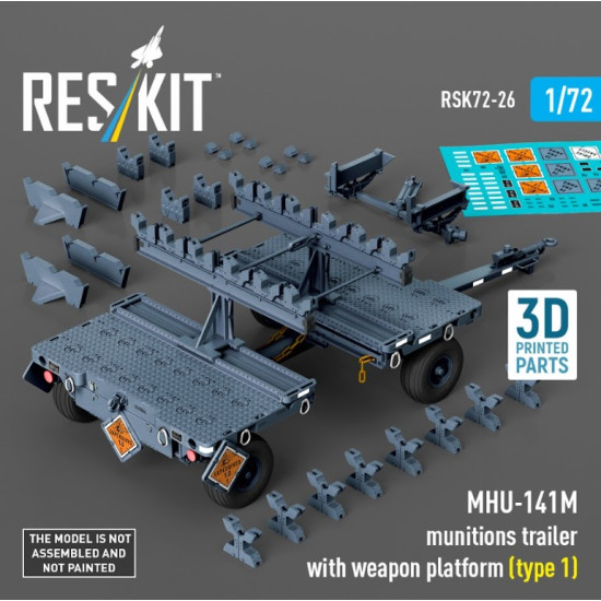 Reskit Rsk72-0026 1/72 Mhu-141m Munitions Trailer With Weapon Platform Type 1 3d Printed Model Kit