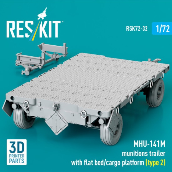 Reskit Rsk72-0032 1/72 Mhu-141m Munitions Trailer With Flat Bed/Cargo Platform Type 2 3d Printed Model Kit