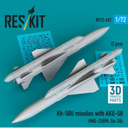 Reskit Rs72-0602 1/72 Kh-58u Missiles With Aku-58 2 Pcs Mig-25bm Su-24 3d Printed