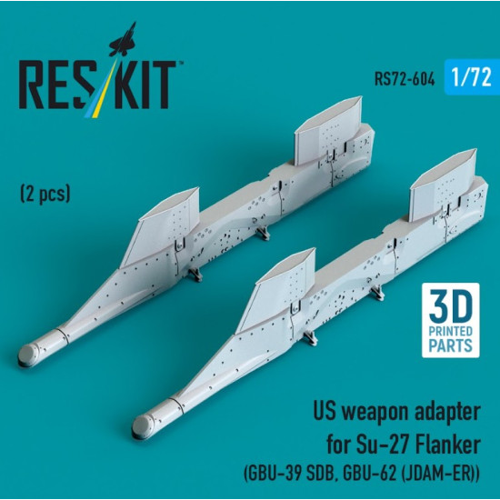 Reskit Rs72-0604 1/72 Us Weapon Adapter For Su-27 Flanker 2 Pcs Gbu-39 Sdb Gbu-62 Jdam-er 3d Printed