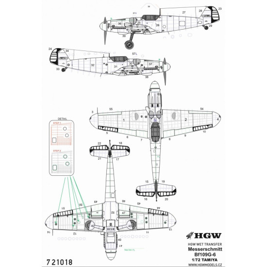 Hgw 721018 1/72 Messerschmitt Bf109g-6 Riveting Set For Tamiya