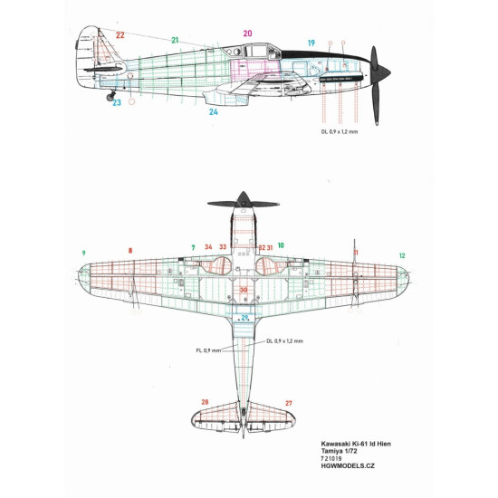 Hgw 721019 1/72 Ki-61-id Hien Tony Riveting Set For Tamiya
