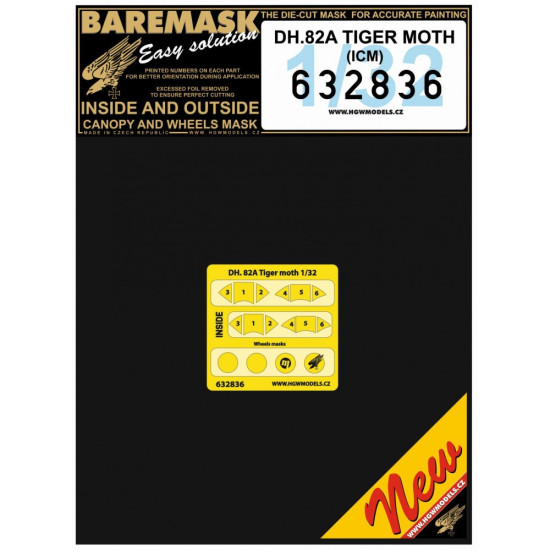 Hgw 632836 1/32 Masks For Dh.82a Tiger Moth For Icm