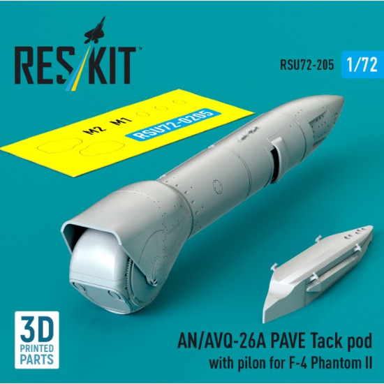 Reskit Rsu72-0205 1/72 An/Avq-26a Pave Tack Pod With Pilon For F-4 Phantom Ii 3d Printed