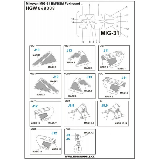 Hgw 648008 1/48 Masks For Mig-31 Bm/Bsm For Amk
