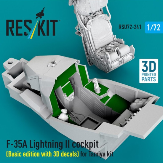 Reskit Rsu72-0241 1/72 F-35a Lightning Ii Cockpit Basic Edition With 3d Decals For Tamiya Kit 3d Printed
