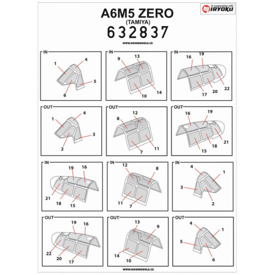 Hgw 632837 1/32 Masks For A6m5 Zero For Tamiya