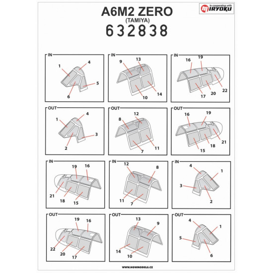 Hgw 632838 1/32 Masks For A6m2 Zero For Tamiya