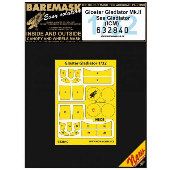 Hgw 632840 1/32 Masks For Gloster Gladiator Mk.ii / Sea Gladiator For Icm