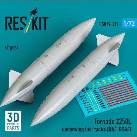 Reskit Rsu72-0311 1/72 Tornado 2250l Underwing Fuel Tanks Raf Rsaf 2 Pcs 3d Printed